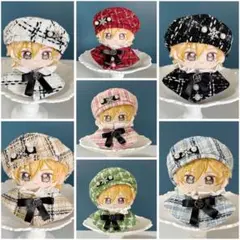 10〜12cm ぬい服　サテン ツイード ベレー帽　チェック　ポンチョ　7色展開