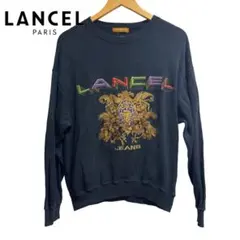 ビンテージ　LANCEL ダークブルー トレーナー　刺繍　日本製