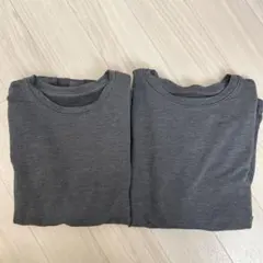 ユニクロ　極暖ヒートテックコットンクルーネックTシャツ　ダークグレー2枚　140