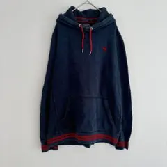 Abercrombie&Fitch ネイビー フード付きパーカー M 赤いライン