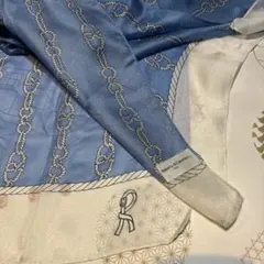 青色チェーン模様スカーフ