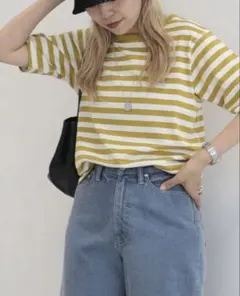 新品未使用タグ付き　アメリカンホリック ボーダーTシャツ　イエロー Mサイズ