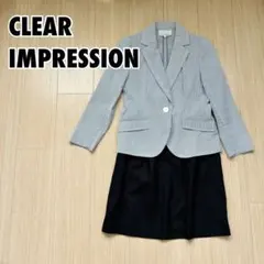 美品　クリアインプレッション　ジャケット　スカート　セット　ピンストライプのサムネイル