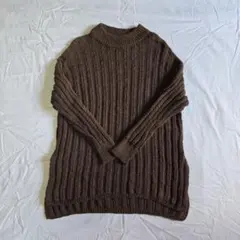 アメリカンホリック ブラウン リブ編み ハイネックセーター 冬物