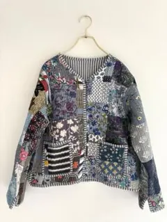 秋冬 ブロックプリント パッチワーク ジャケット カンタキルト