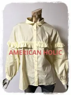 ☘️T21358☘️AMERICAN HOLIC イージーケアフリルシャツ M