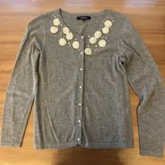 Hampstead グレー 花モチーフ カーディガン 38