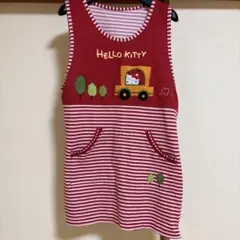 ハローキティ エプロン 赤 ストライプ