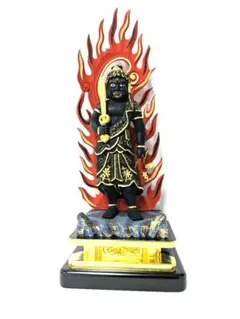 不動明王立像 木彫彩色 剣・羂索持ち 迦楼羅炎光背31.5cm