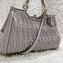 極美品!!COACH コーチ ハンドバッグ 2way がま口 ピンクベージュ