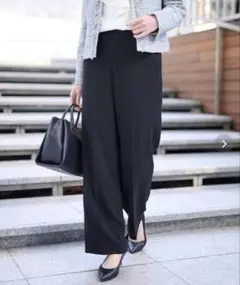 UNTITLED ワイドパンツ　通勤　セレモニー　洗えるワイドパンツ　ネイビー