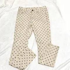 ローリーズファーム　カジュアルパンツ　ドット　ベージュ×ブラック　S 春コーデ