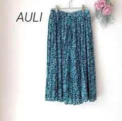 アウリィ AULI プリーツ ロング スカート （Ｆ）総柄 グリーン