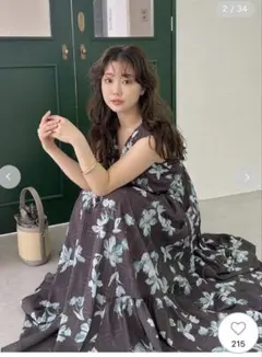 大人気完売　FRAY I.D フラワープリントカシュクールワンピース