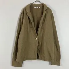 UNIQLO(L)長袖ジャケット/テーラードジャケット/カーキ/綿100%