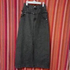 デニムロングスカート ダークグレー