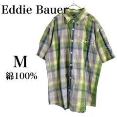 【エディーバウアー】 ワークシャツ 半袖 チェック柄 綿100% コットン