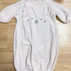 ベビー ロンパース カバーオール うさぎ耳 ピンク 50-60cm