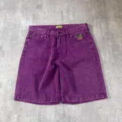 C849 美品 HUF デニムハーフパンツ バギー フェード加工 W32 紫