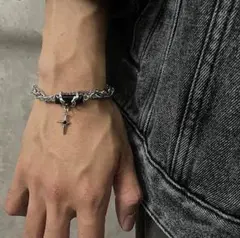 ♥️今年人気♥️ブレスレット　ストリート　シルバー　韓国　メンズ　クロス　上品