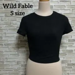 Wild Fable クロップド丈Tシャツ 黒 シンプル 半袖 S