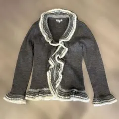 ナラカミーチェ　グレー フリルニットカーディガン サイズI