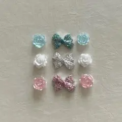 ネイルパーツ　キラキラリボンとミニミニフラワー