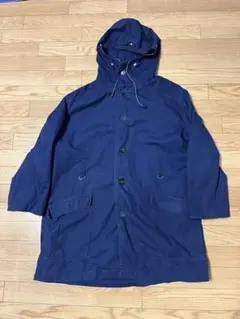 ユーロワーク　ネイビー フード付き ロングモッズコート