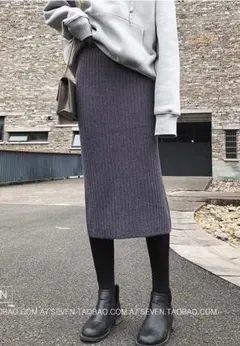 新品　ニットスカート　グレー