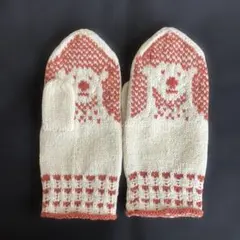 クマデザインのニット手袋