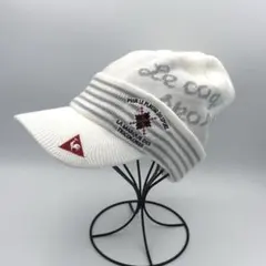 ルコック　ツバ付き　ニットキャップ　ニット帽　ホワイト系　ユニセックス