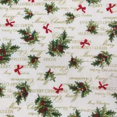 [no.3184]クリスマス ヒイラギ柄 オフ白 生地　シーチング＊
