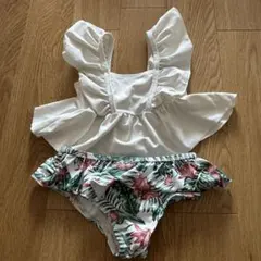 サイズ90 ベビー水着 女の子 フリル付き ホワイト