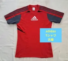 adidas メンズ 半袖 Tシャツ L レッド 古着