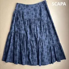 スキャパ花柄刺繍 ティアード 黒フレアスカート未使用品のサムネイル