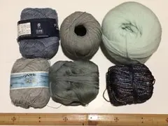 毛糸　材料　まとめ売り　水色　緑　青