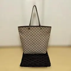 GUCCI グッチ　トートバッグ　GGキャンバス　ブラウン　茶　保管袋付