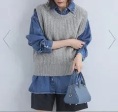 green label relaxing ブラッシュド ベスト グレー