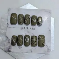 【✨️現品✨️】オリーブグリーン ネイルアート 10個セット ニュアンス