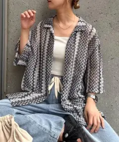 CIAOPANIC TYPY　レースシアーストライフ柄ルースシャツ