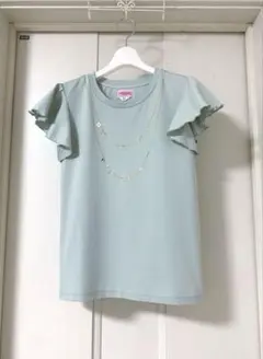 新品同様ケイトスペードネックレスTシャツカットソー160cmくすみグリーン美品のサムネイル