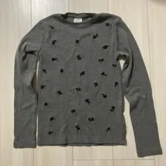 ZARA グレー 花柄刺繍 長袖カットソー