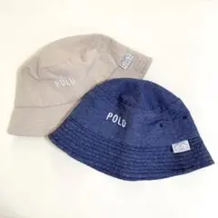 POLO Baby ハット 2点セット 50cm デニム風 ベージュ バケハ 秋