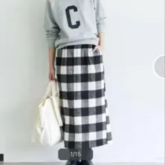 coca ブロックチェックスカート ロング 厚手 Iライン タイト