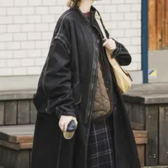 forksy. デニムモッズコート 2way サイズフリー ブラック