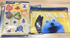 スシロー　パペットスンスン　クリアポーチ＆シール　イエロー