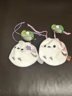 ふくふくシマエナガ　ふわふわ巾着 ポーチ