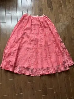花柄刺繍 フレアスカート ピンクのサムネイル