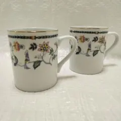 ナルミチャイナ　マグカップ（花柄　鳥柄）2個セット