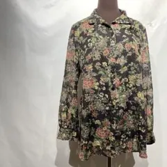 Leilian レリアン トップス 花柄 シアーシャツ ブラウス 長袖 9 Mのサムネイル